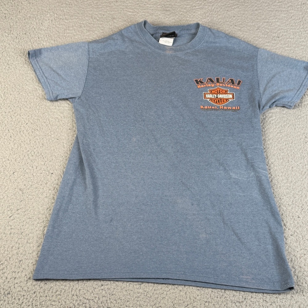 Harley-Davidson T-Shirt Mens S Blue Kauai Hawaii Graphic Motorcycle Biker 2013
